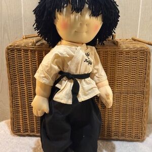Rice Paddy Doll with Black Hair and Cream karate Outfit